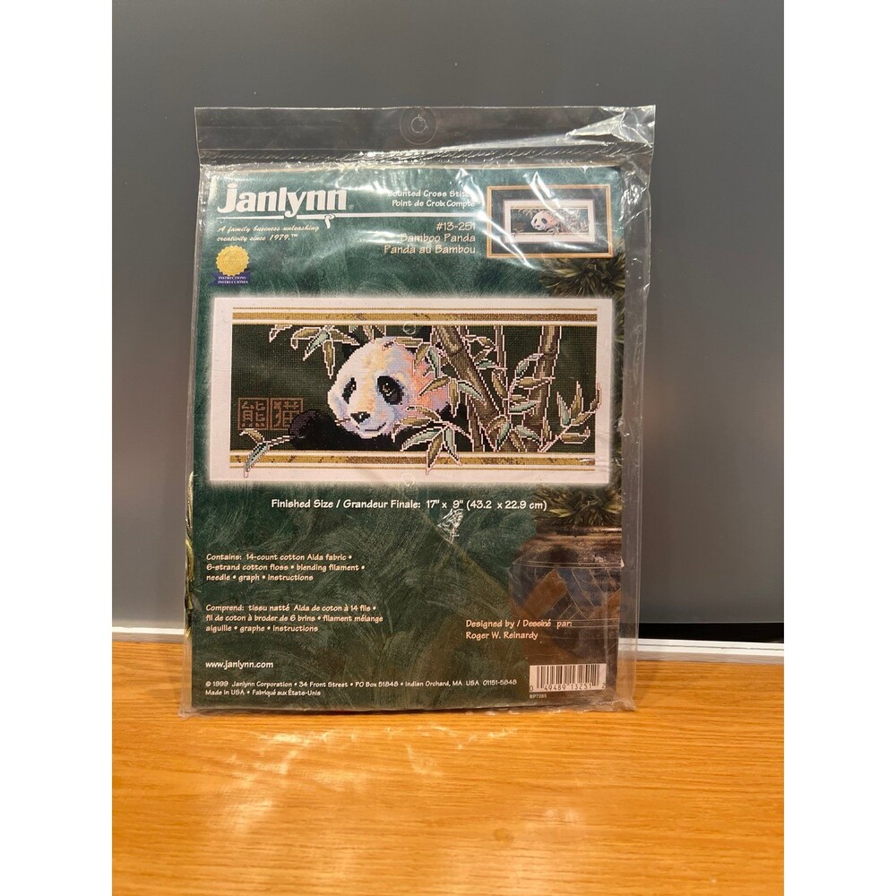 Janlynn BAMBOO PANDA Cross Stitch Kit Asian #13-251 New/Sealed NOS 17x9"
